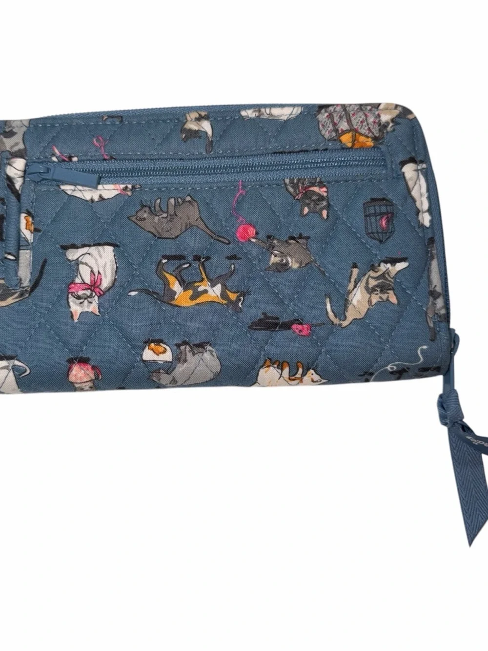 Vera Bradley Blue Quilted Cat-Print Wallet with Silver Turn-Lock - Picture 4 of 6